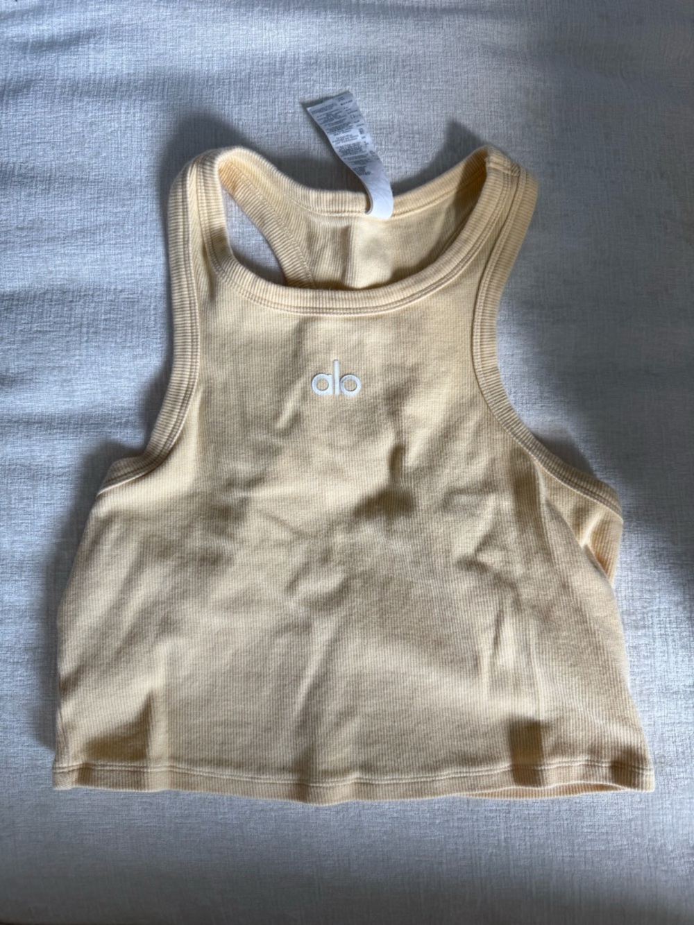 ALO Yoga Pale Yellow Ribbed Racerback Tank Top
